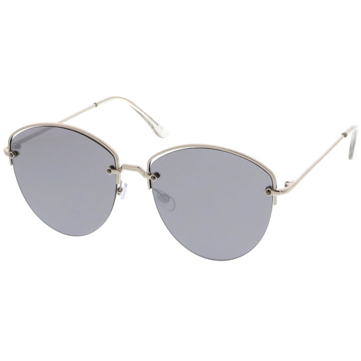 Modern Metal Nose Bridge Mirrored Flat Lens Semi-Rimless Sunglasses 60mm Image 2
