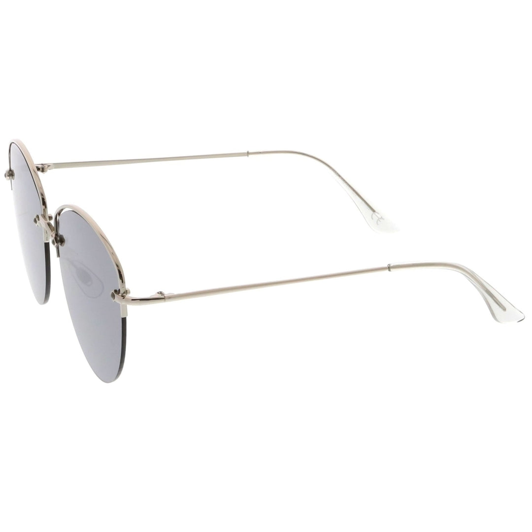 Modern Metal Nose Bridge Mirrored Flat Lens Semi-Rimless Sunglasses 60mm Image 3