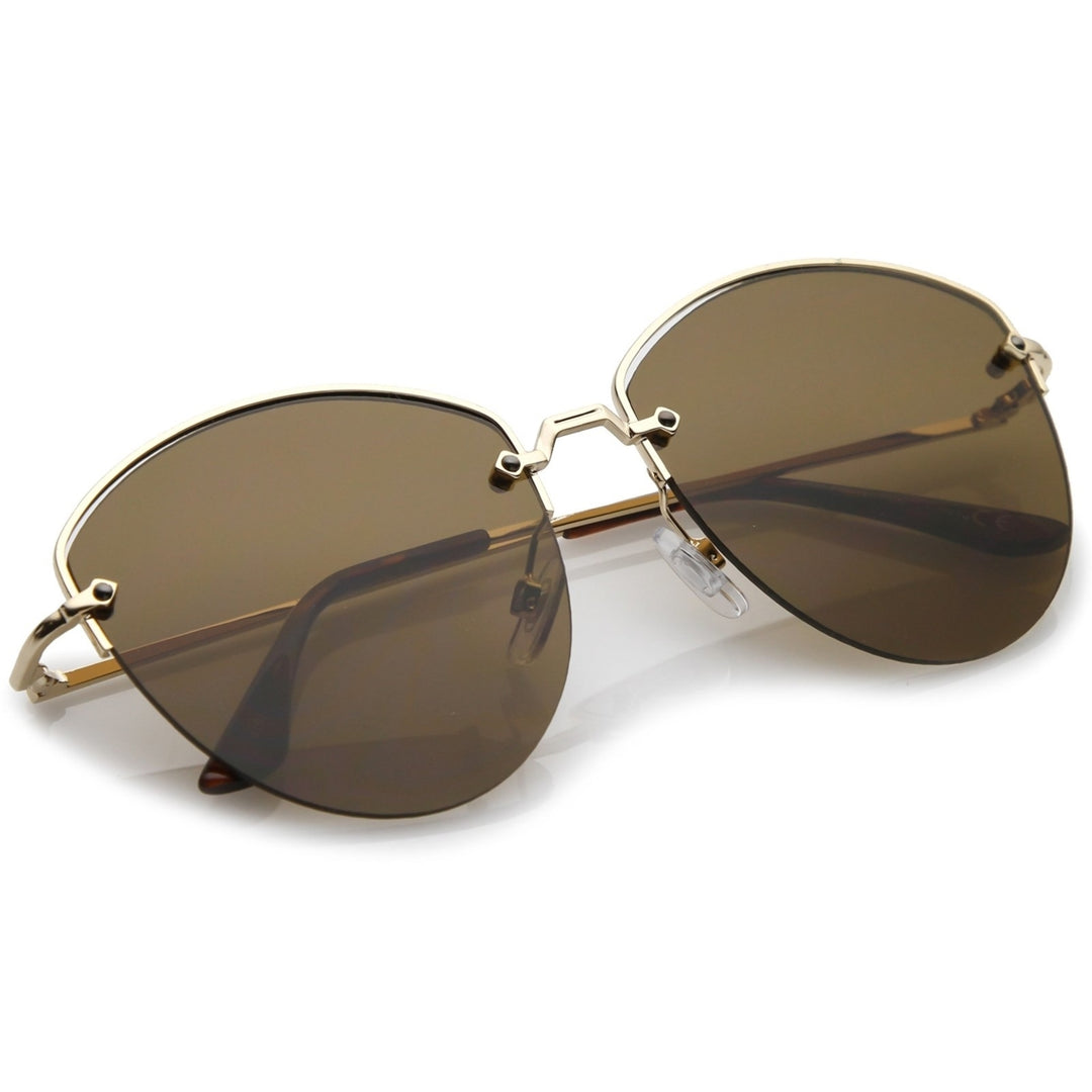 Modern Metal Nose Bridge Flat Lens Semi-Rimless Sunglasses 60mm Image 4