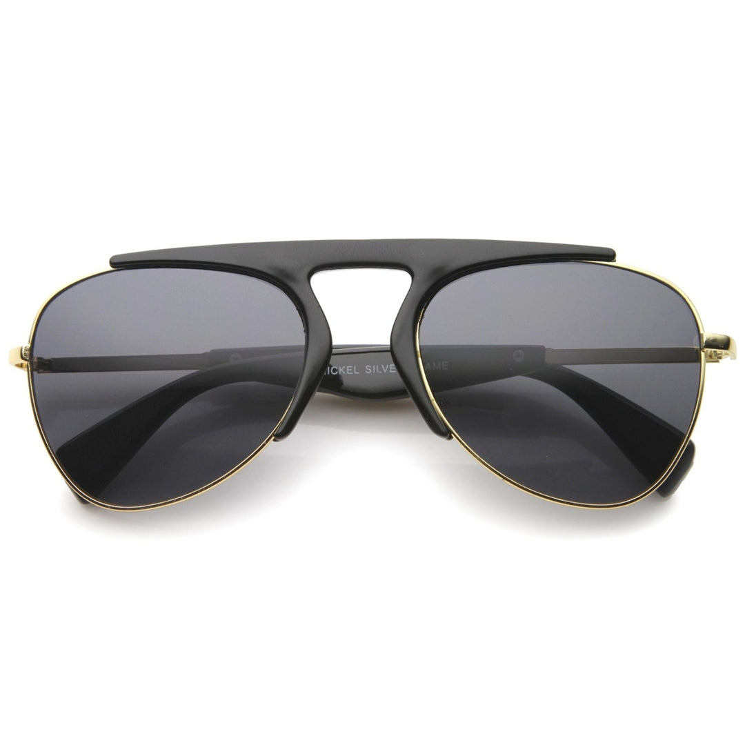 Modern Oversize Semi-Rimless Frame Teardrop Lens Aviator Sunglasses 57mm Image 1