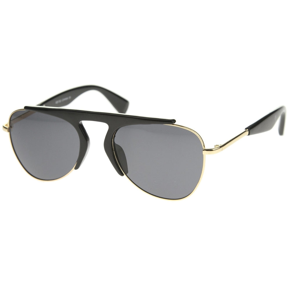 Modern Oversize Semi-Rimless Frame Teardrop Lens Aviator Sunglasses 57mm Image 2