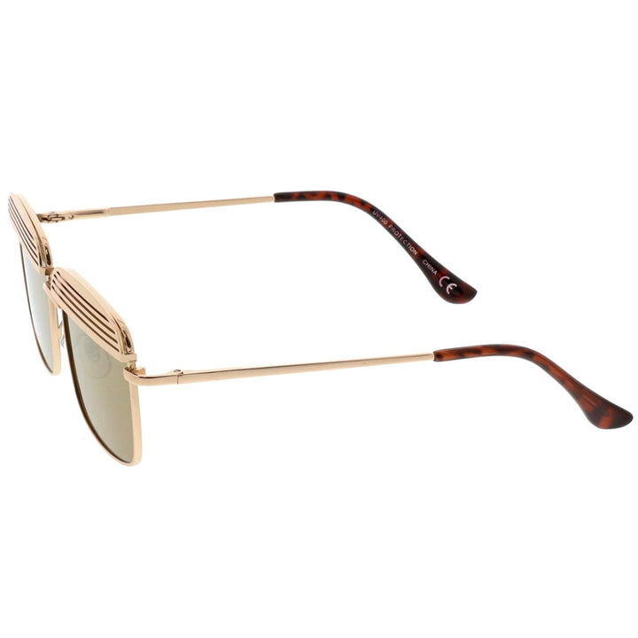Modern Square Sunglasses With Ultra Slim Arms And Metal Covered Mirror Flat Lens 53mm Image 3