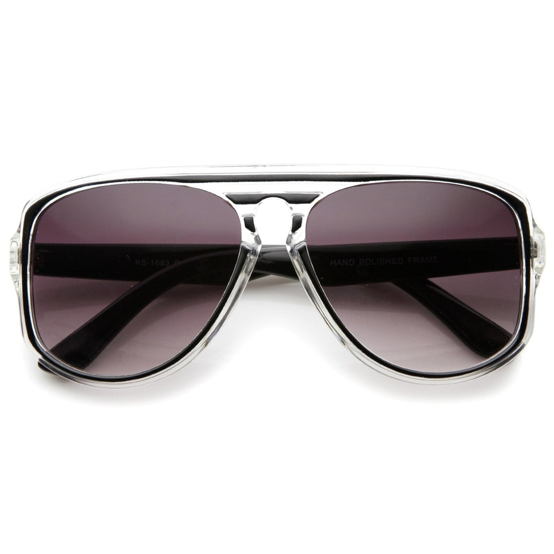 Modern Translucent Frame Keyhole Flat Top Square Aviator Sunglasses 46mm Image 1