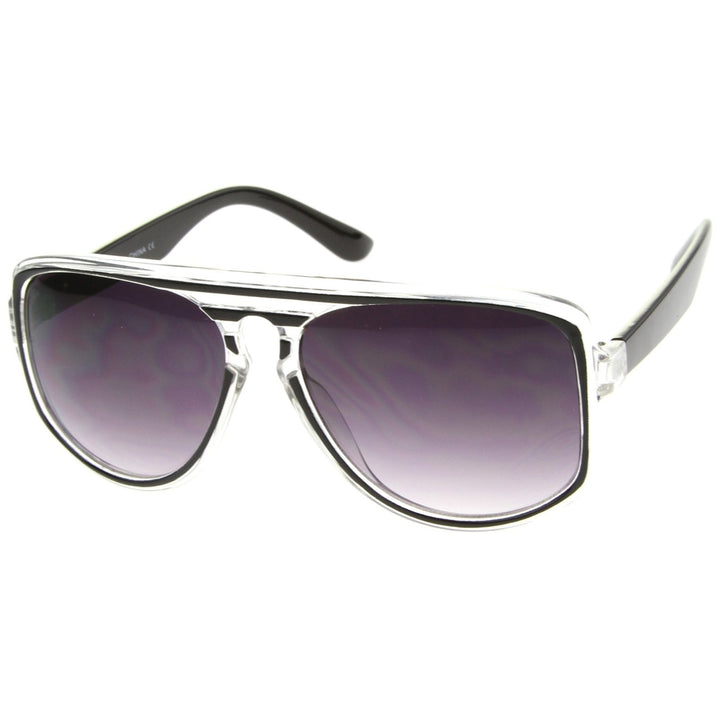 Modern Translucent Frame Keyhole Flat Top Square Aviator Sunglasses 46mm Image 2