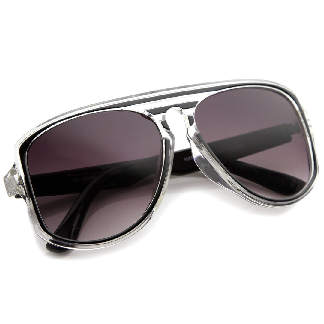 Modern Translucent Frame Keyhole Flat Top Square Aviator Sunglasses 46mm Image 4