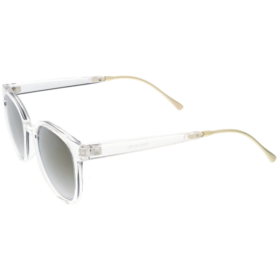 Modern Translucent Horn Rimmed Sunglasses with Round Mirrored Lens 52mm Image 3
