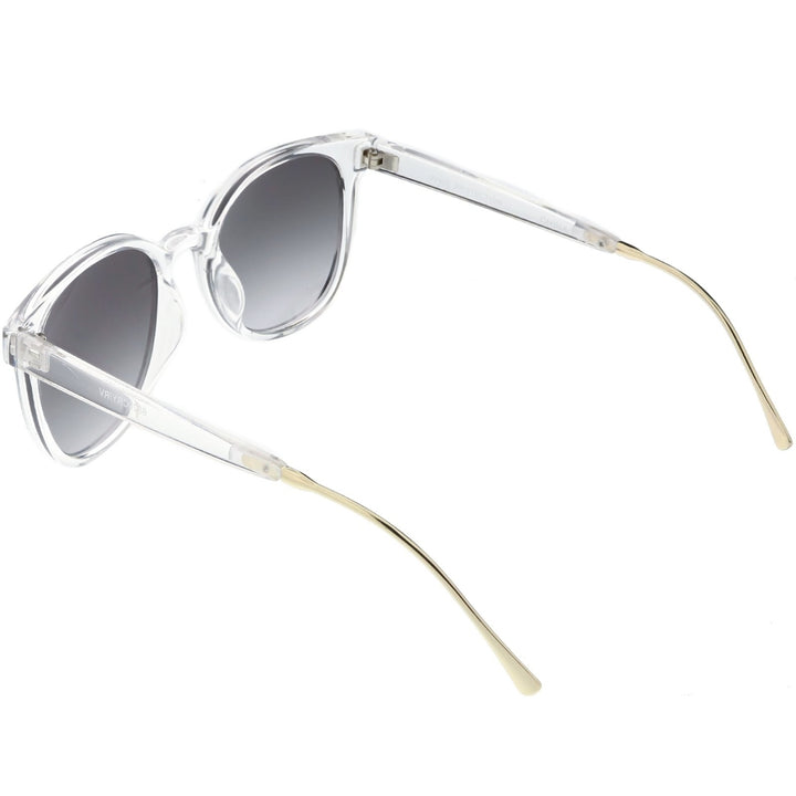 Modern Translucent Horn Rimmed Sunglasses with Round Mirrored Lens 52mm Image 4