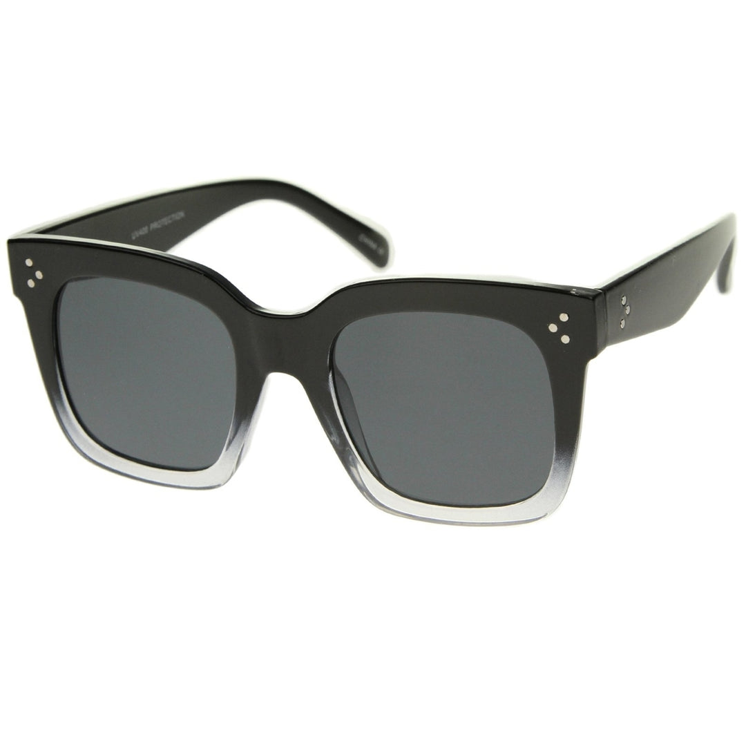 Modern Two-Toned Bold Frame Square Horn Rimmed Sunglasses 50mm Image 2