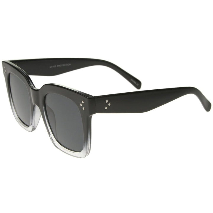Modern Two-Toned Bold Frame Square Horn Rimmed Sunglasses 50mm Image 3