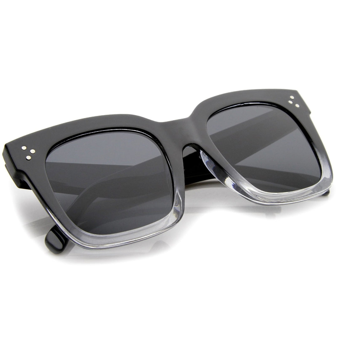 Modern Two-Toned Bold Frame Square Horn Rimmed Sunglasses 50mm Image 4