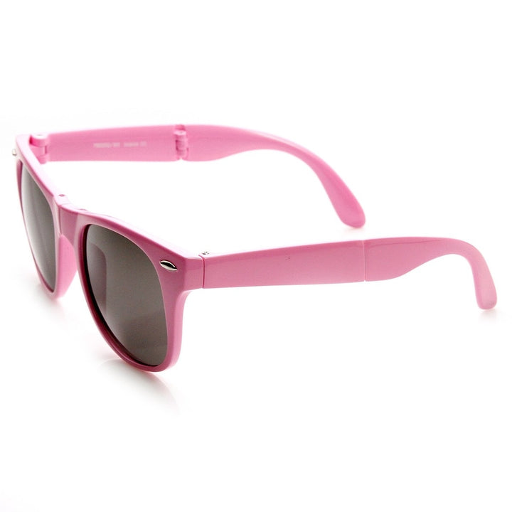 Neon Bright Colorful Compact Folding Pocket Horn Rimmed Sunglasses 54mm Image 3