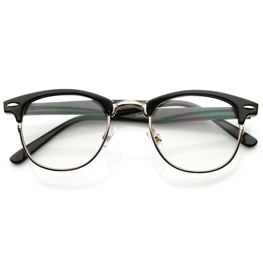 Optical Quality Horned Rim Clear Lens RXable Half Frame Horn Rimmed Glasses Image 1