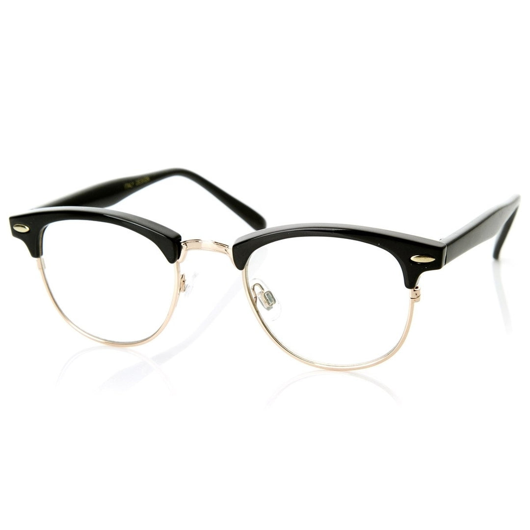 Optical Quality Horned Rim Clear Lens RXable Half Frame Horn Rimmed Glasses Image 2