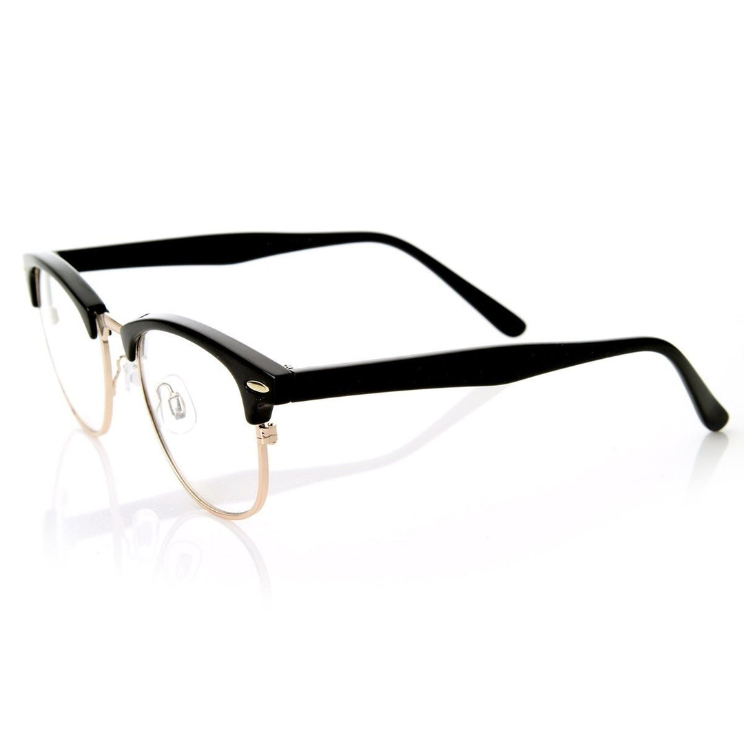 Optical Quality Horned Rim Clear Lens RXable Half Frame Horn Rimmed Glasses Image 3