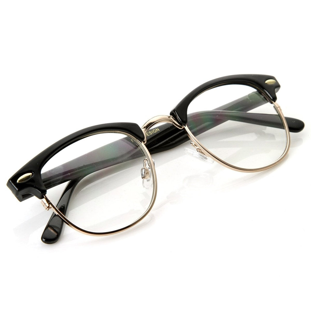 Optical Quality Horned Rim Clear Lens RXable Half Frame Horn Rimmed Glasses Image 4