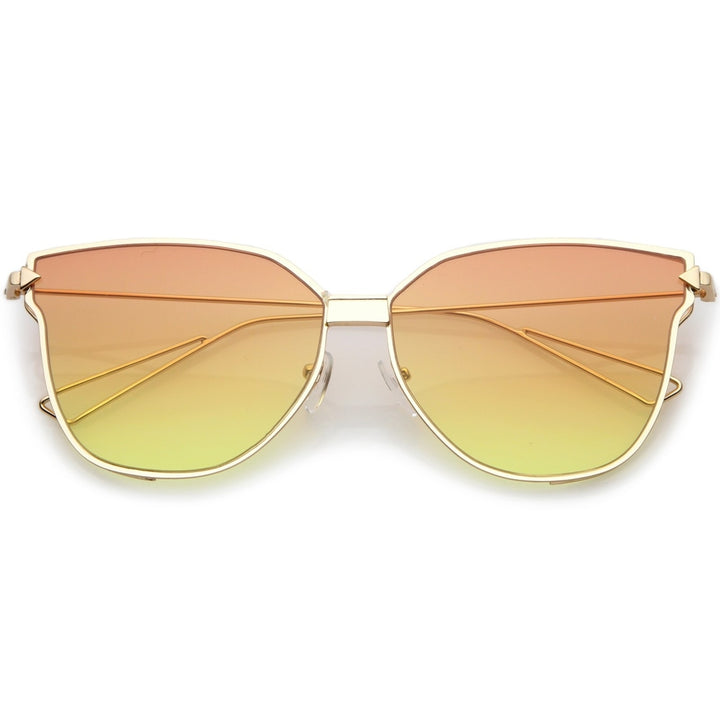 Oversize Cat Eye Sunglasses With Colorful Gradient Flat Lens And Wire Arms 59mm Image 1
