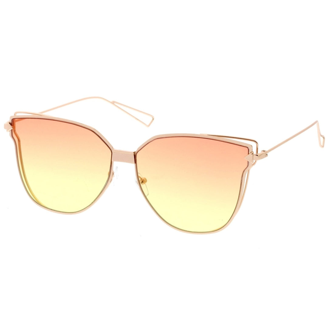 Oversize Cat Eye Sunglasses With Colorful Gradient Flat Lens And Wire Arms 59mm Image 2