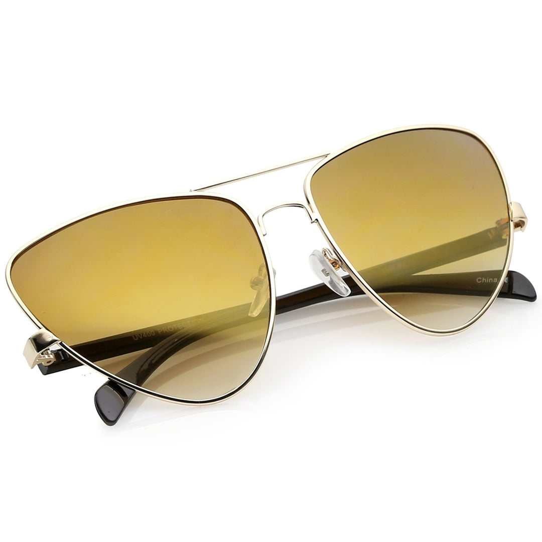 Oversize Metal Crossbar Colored Mirror Lens Cat Eye Sunglasses 60mm Image 4