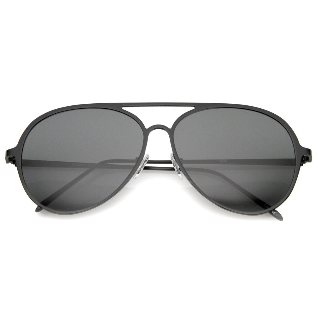 Oversize Metal Frame Double Nose Bridge Slim Temple Aviator Sunglasses 58mm Image 1