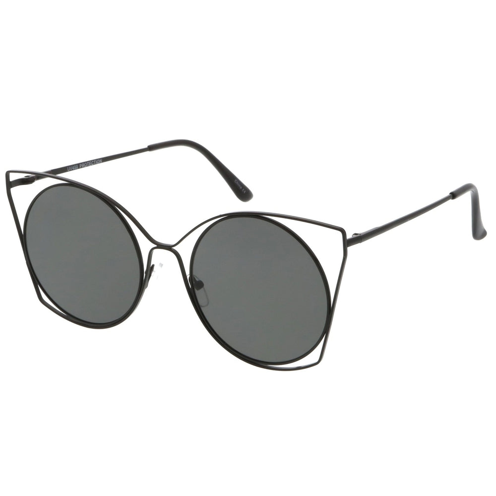 Oversize Open Metal Cat Eye Sunglasses With Ultra Flat Lens Slim Arms 51mm Image 2