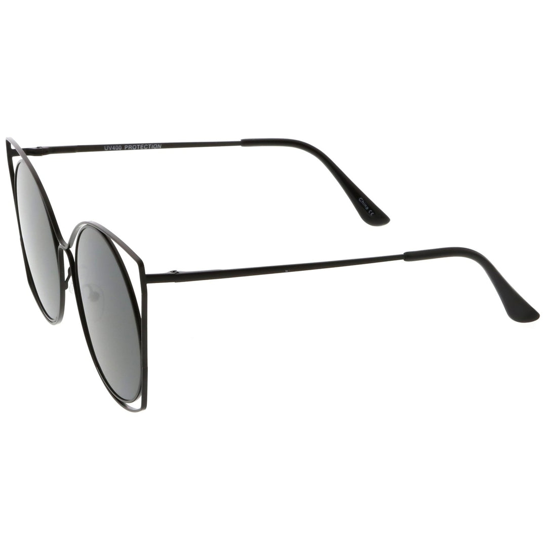 Oversize Open Metal Cat Eye Sunglasses With Ultra Flat Lens Slim Arms 51mm Image 3