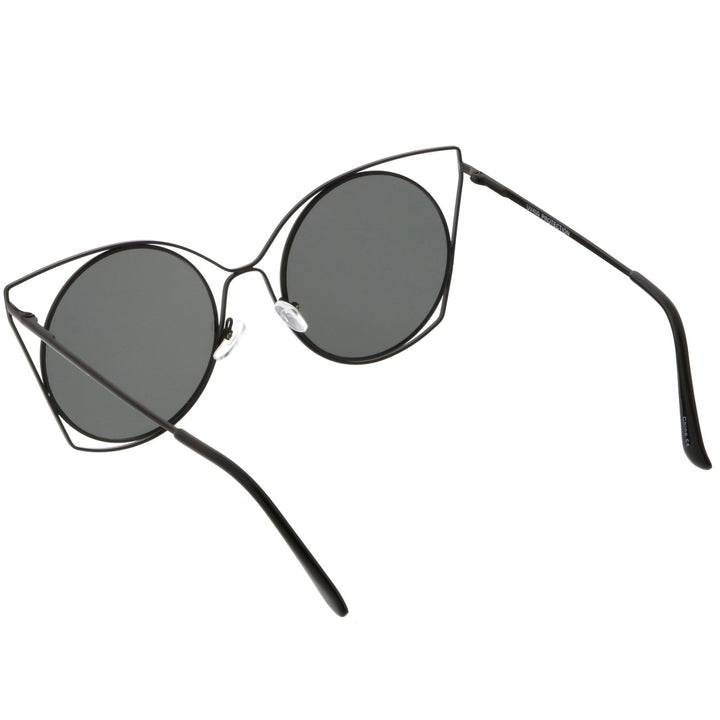 Oversize Open Metal Cat Eye Sunglasses With Ultra Flat Lens Slim Arms 51mm Image 4