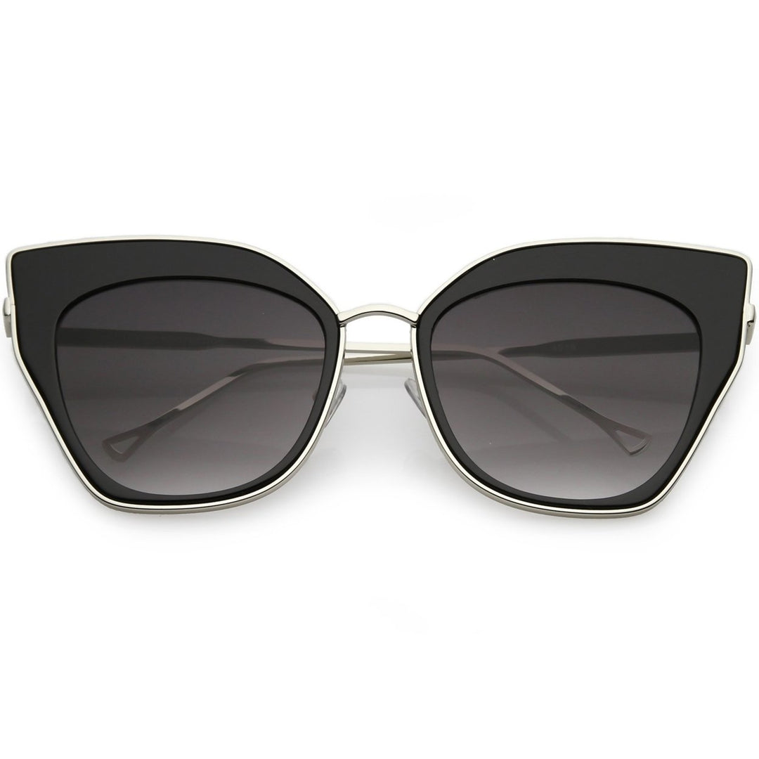 Oversize Pointed Cat Eye Sunglasses Slim Metal Nose Bridge Neutral Square Lens 58mm Image 1