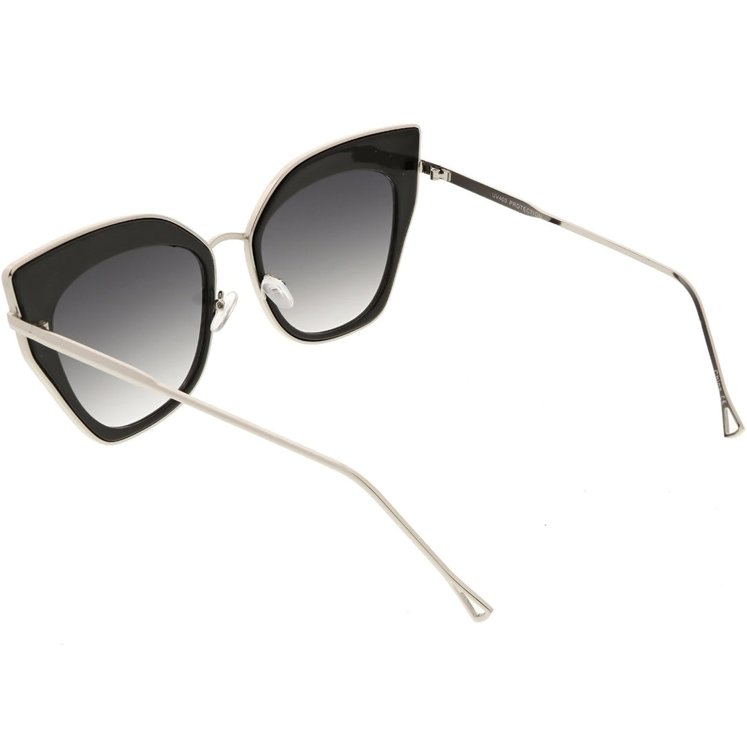 Oversize Pointed Cat Eye Sunglasses Slim Metal Nose Bridge Neutral Square Lens 58mm Image 4