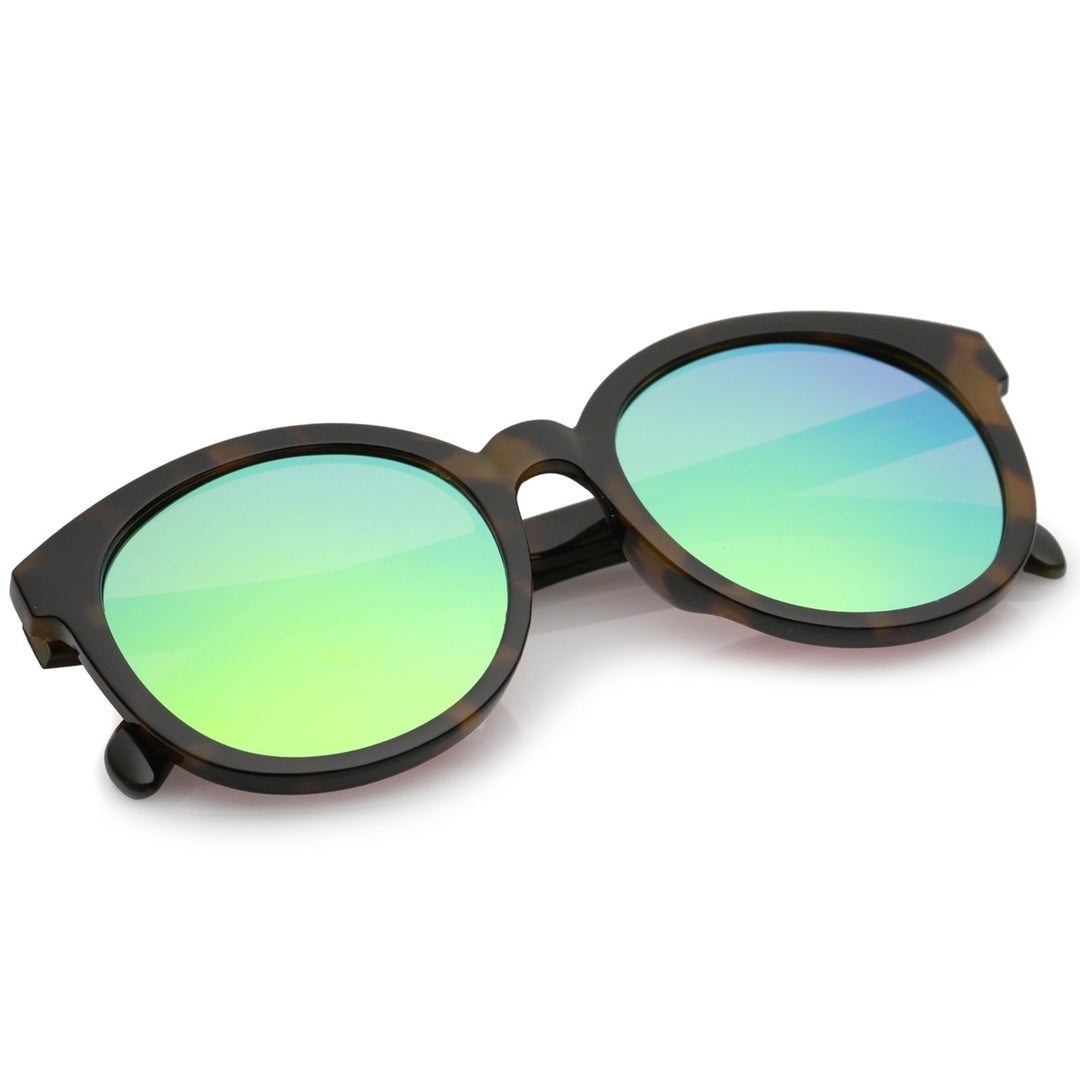 Oversize Super Flat Colored Mirror Lens Round Sunglasses 54mm Image 4