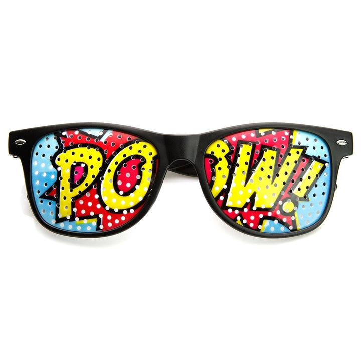 POW Art Mesh Lens Classic Colorful Horn Rimmed Poker Face POW Sunglasses Image 2