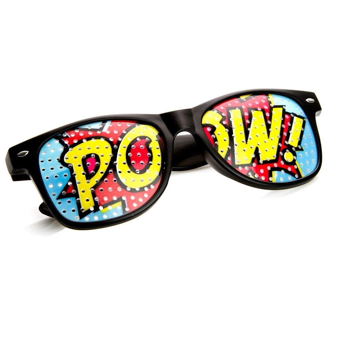 POW Art Mesh Lens Classic Colorful Horn Rimmed Poker Face POW Sunglasses Image 4