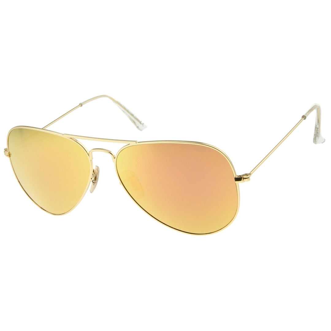 Premium Classic Large Matte Metal Frame Mirror Glass Lens Aviator Sunglasses 61mm Image 2