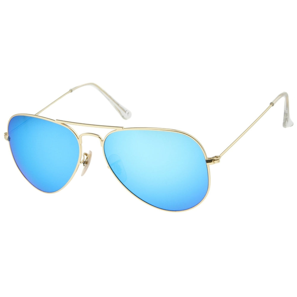 Premium Matte Metal Frame Mini Aviator Sunglasses 57mm UV400 Mirror Lenses Image 2