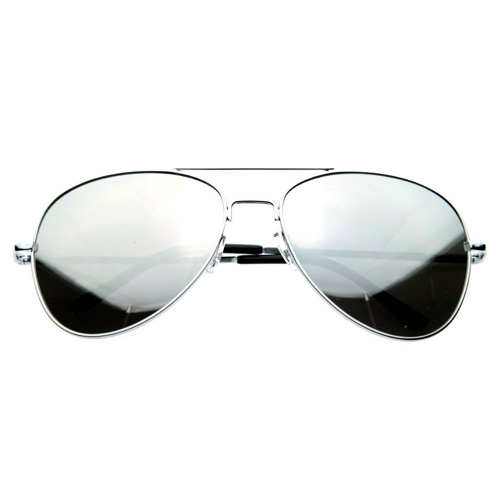 Premium Mirrored Aviator Top Gun Sunglasses w/ Spring Loaded Temples Image 2
