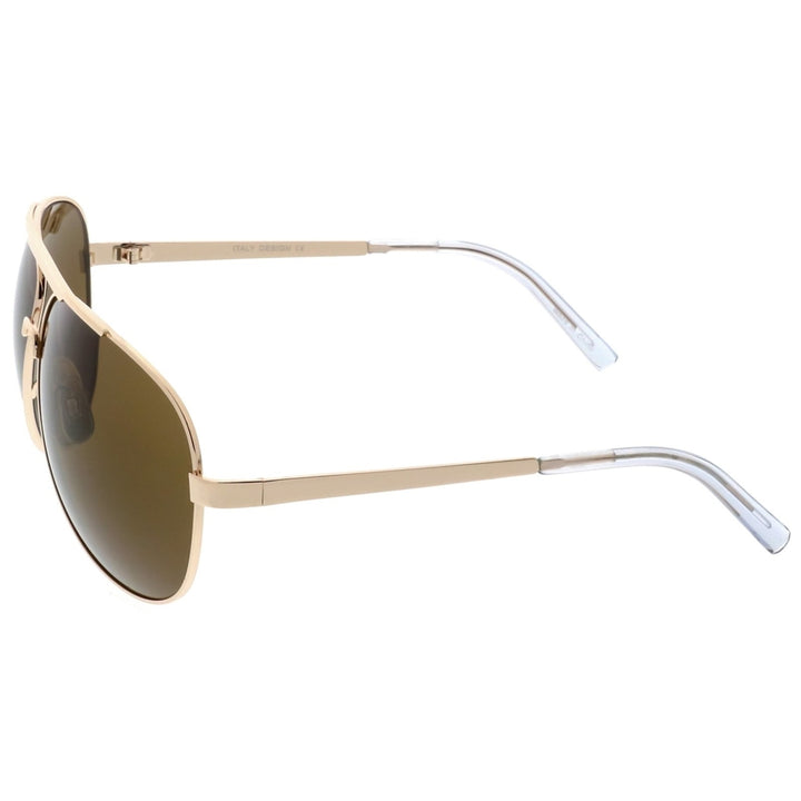 Premium Oversize Metal Aviator Sunglasses With Double Nose Bridge And Flat Top 67mm Image 3