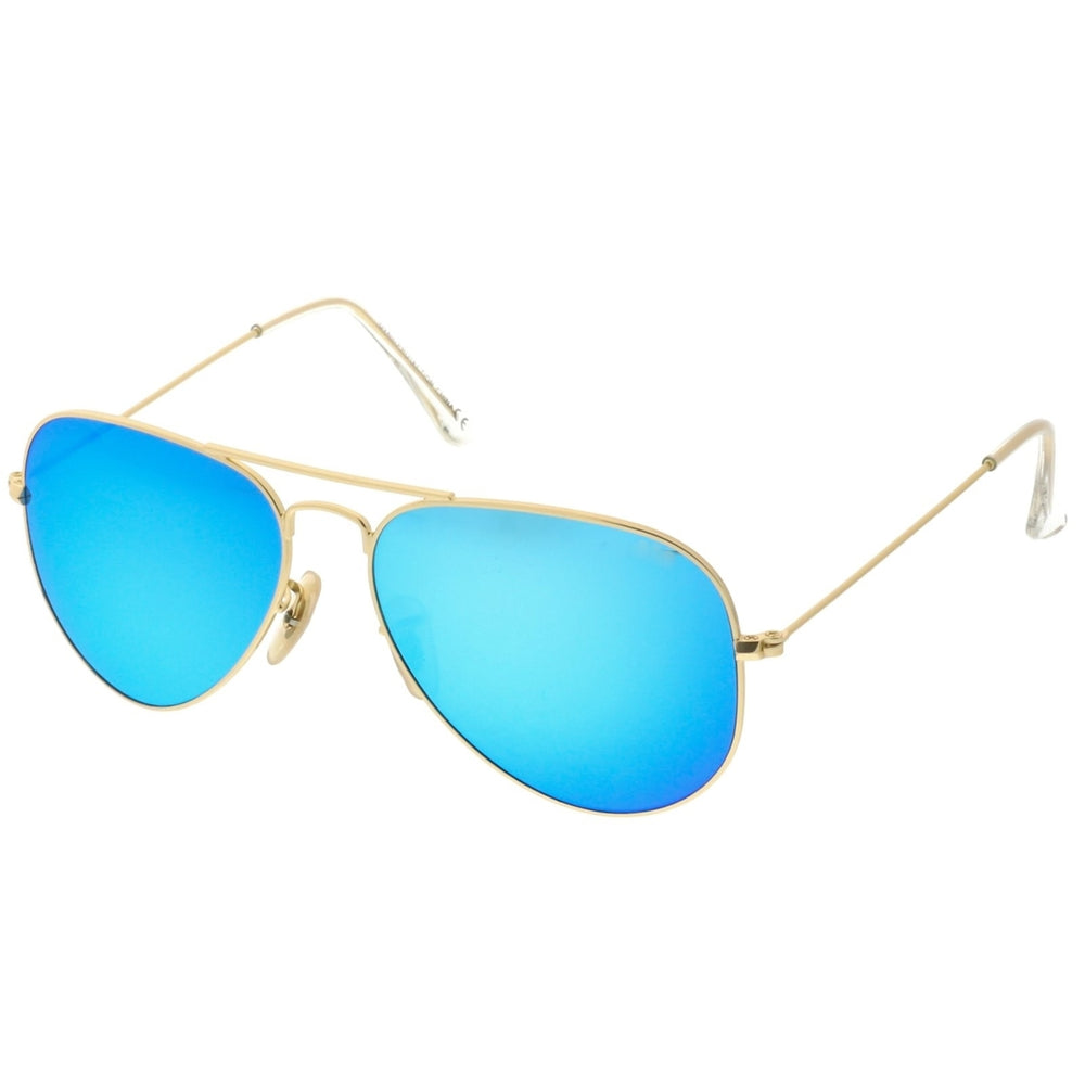 Small Matte Metal Aviator Sunglasses Colored Mirror Lens 57mm UV Protection Image 2