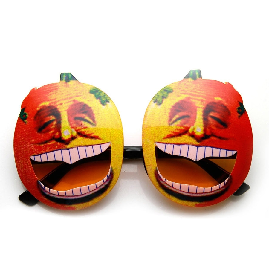 Pumpkin Head Laughing Angry Silly Novelty Halloween Party Sunglasses Image 1
