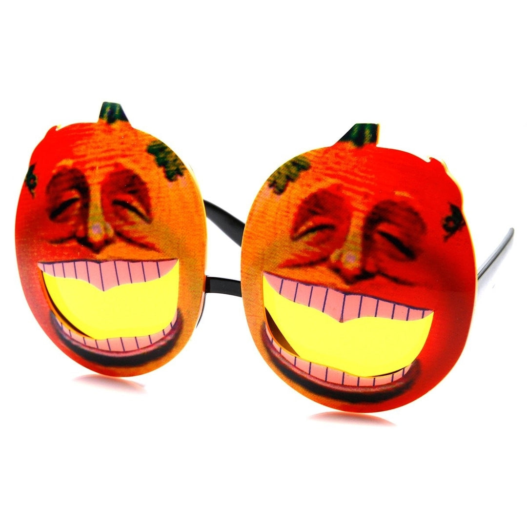 Pumpkin Head Laughing Angry Silly Novelty Halloween Party Sunglasses Image 2