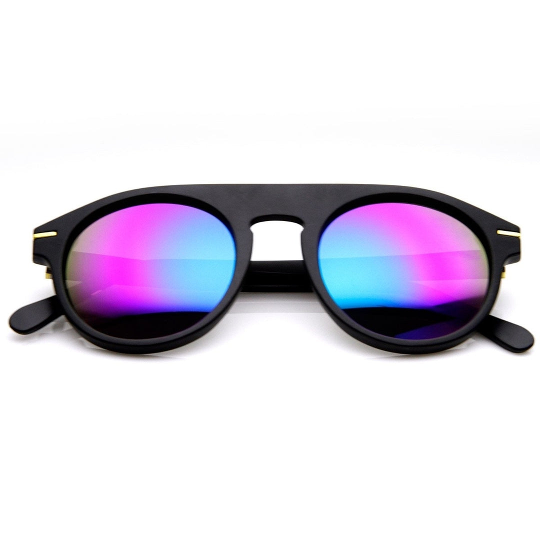 Retro 70s Fashion Round Flat Top P3 Color Tint Lens Sunglasses Image 1