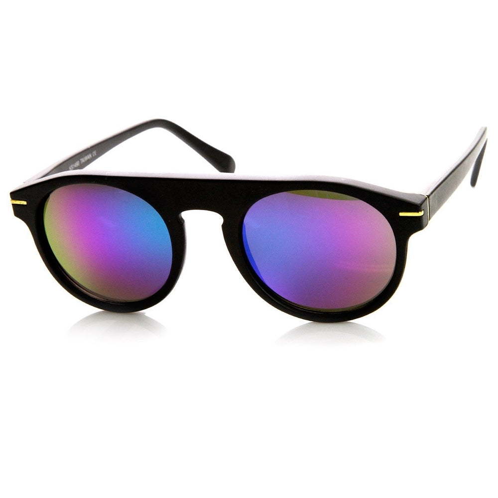 Retro 70s Fashion Round Flat Top P3 Color Tint Lens Sunglasses Image 2