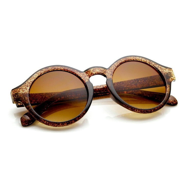 Retro Bold Frame Keyhole Bridge P3 Frame Round Sunglasses Image 4