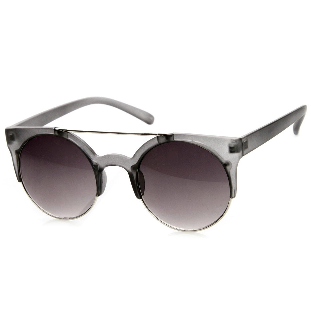 Retro Circle Round Half Frame Aviator Bar Sunglasses Image 2