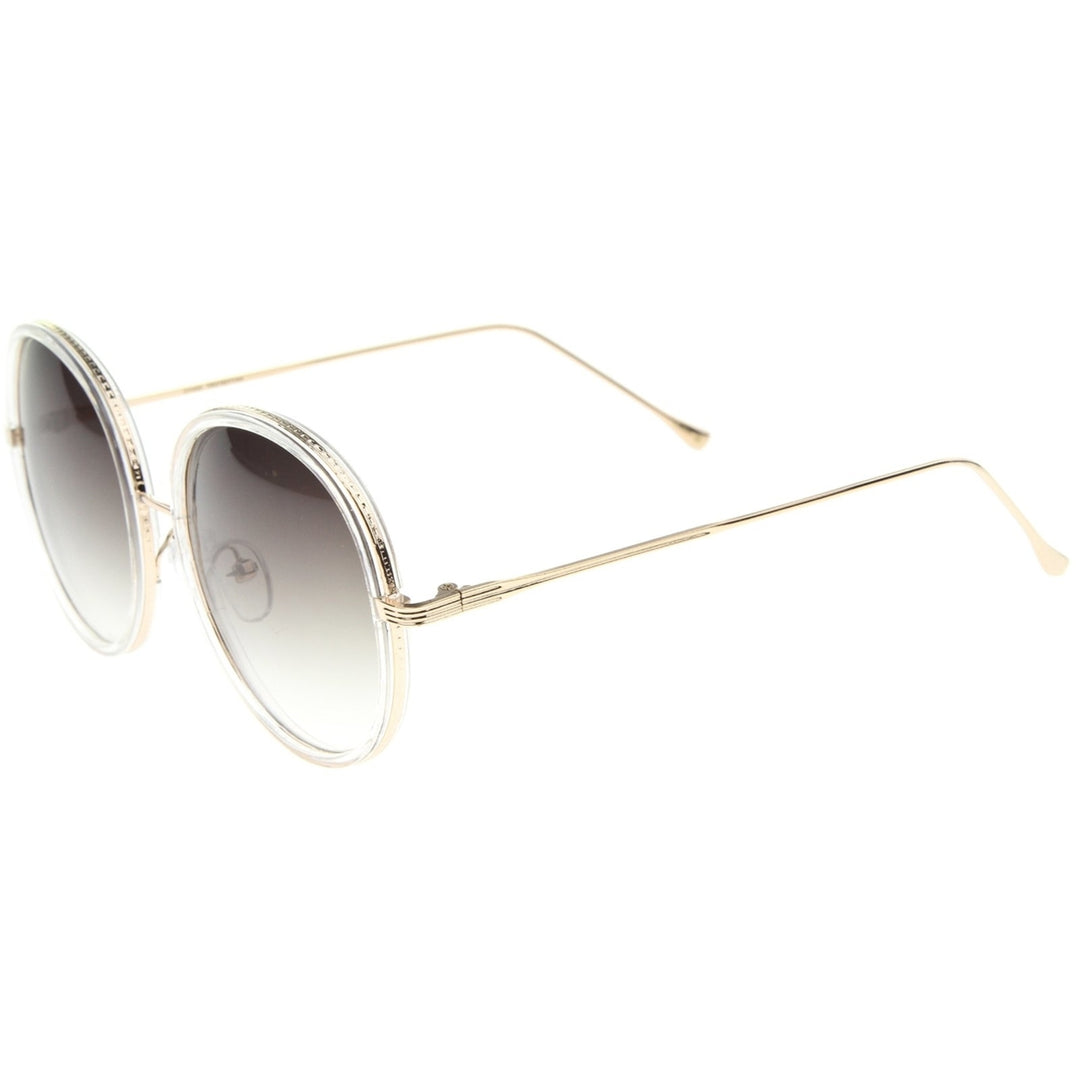 Retro Fashion Metal Temple Two-Tone Oversize Round Sunglasses 53mm Image 3