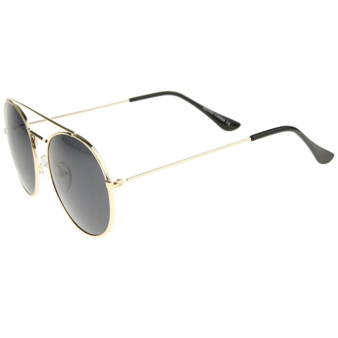 Retro Fashion Minimal Thin Metal Brow Bar Round Sunglasses 52mm Image 3