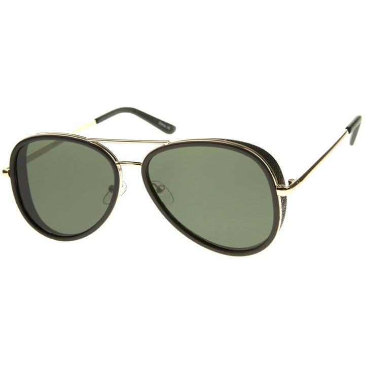 Retro Fashion Side Cover Flat Lens Two-Tone Metal Aviator Sunglasses 53mm Image 2