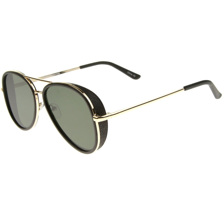 Retro Two-Tone Metal Aviator Sunglasses Flat Lens 53mm UV Protected Image 3