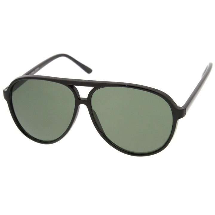 Retro Flat Top Teardrop Shaped Neutral Colored Lens Aviator Sunglasses 59mm Image 2