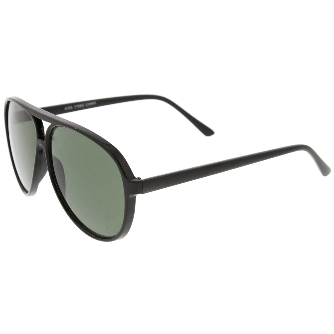 Retro Flat Top Teardrop Shaped Neutral Colored Lens Aviator Sunglasses 59mm Image 3