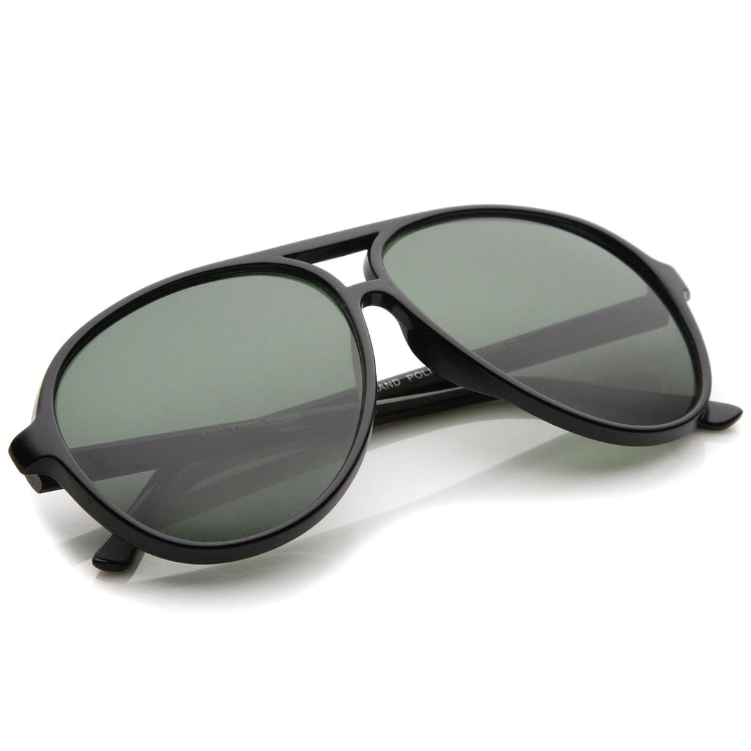 Retro Flat Top Teardrop Shaped Neutral Colored Lens Aviator Sunglasses 59mm Image 4