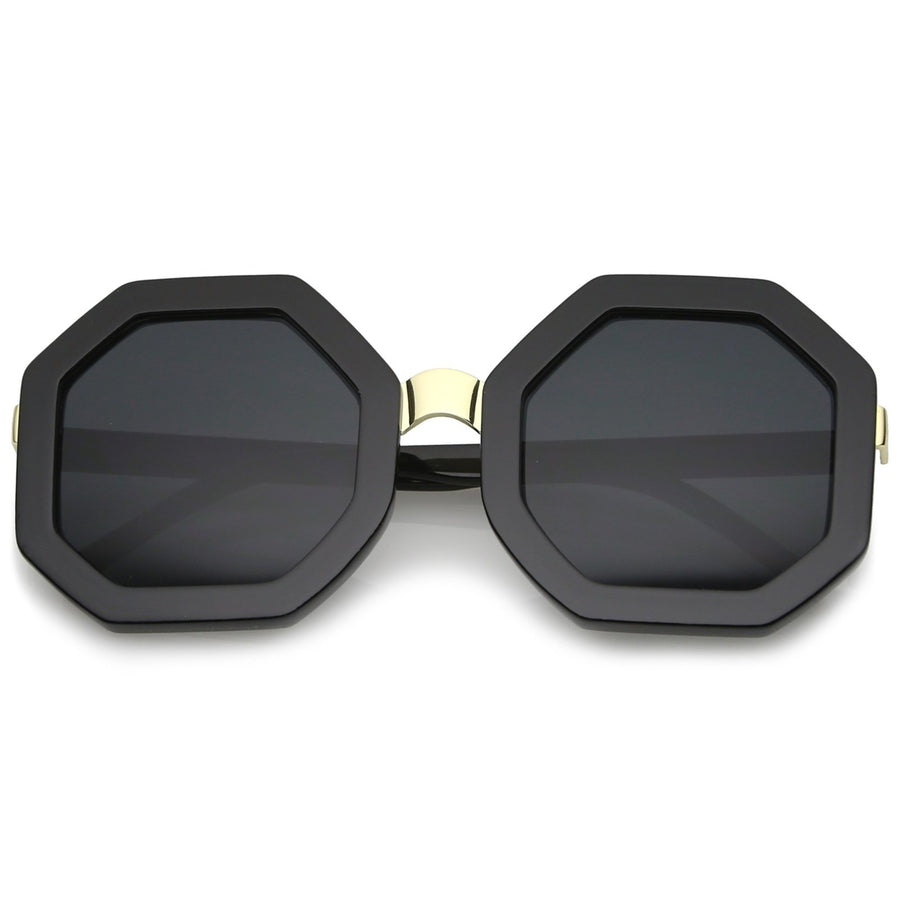 Retro Oversized Octagon Sunglasses 53mm Metal Nose Bridge Chunky Frame UV400 Image 1